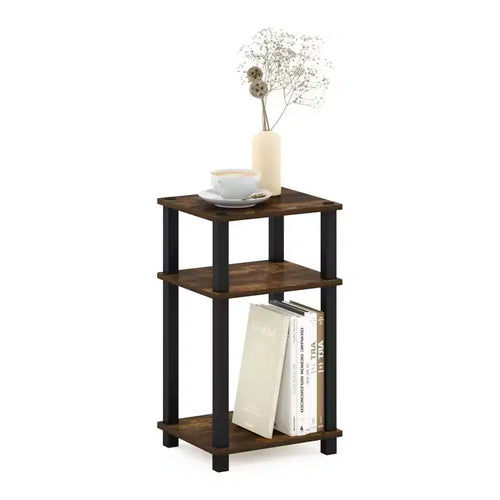 1 TABLE D'APPOINT DE 3 NIVEAUX STYLE INDUSTRIEL POUR SALON ET BUREAU ET ÉTUDE ET CHAMBRE, AMBRE/NOIR