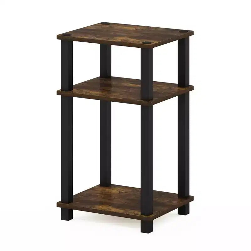 1 TABLE D'APPOINT DE 3 NIVEAUX STYLE INDUSTRIEL POUR SALON ET BUREAU ET ÉTUDE ET CHAMBRE, AMBRE/NOIR