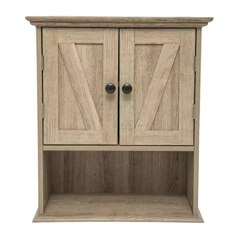 Armoire à pharmacie murale pour salle de bain avec portes à fermeture magnétique, étagère réglable et étagère inférieure ouverte