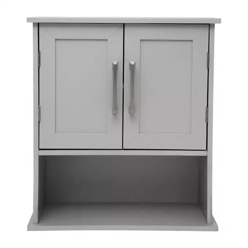 Armoire à pharmacie murale pour salle de bain avec étagère intérieure réglable, étagère inférieure ouverte et portes à fermeture magnétique