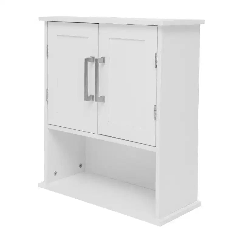 Armoire à pharmacie murale pour salle de bain avec étagère intérieure réglable, étagère inférieure ouverte et portes à fermeture magnétique