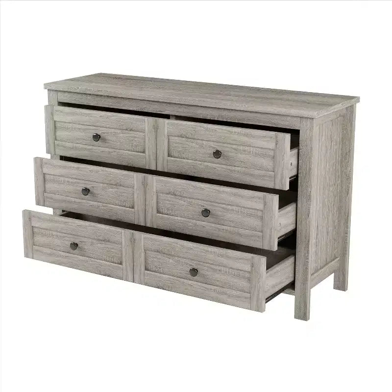 Commode de style rétro en bois avec 6 tiroirs, meuble de rangement pour chambre à coucher 4S