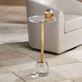 Table d'appoint de luxe or 24 3/4 avec plateau en acrylique et base en verre