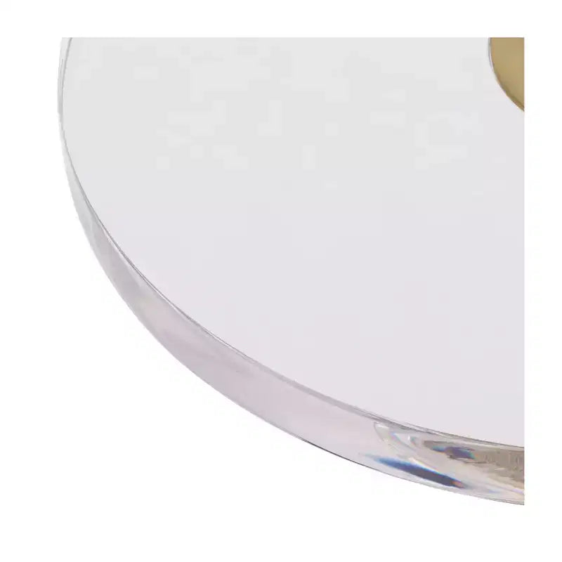 Table d'appoint de luxe or 24 3/4 avec plateau en acrylique et base en verre