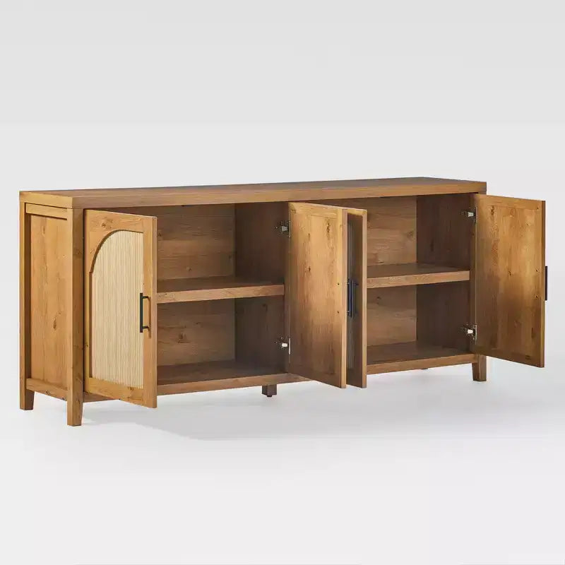 Bahut cannelé moderne de 178 cm avec portes arquées