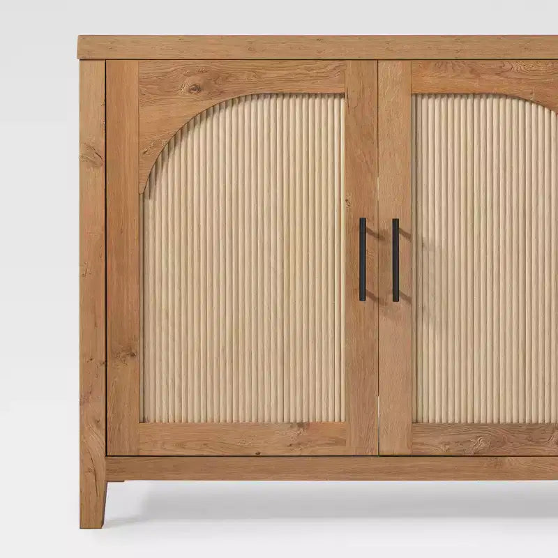 Bahut cannelé moderne de 178 cm avec portes arquées