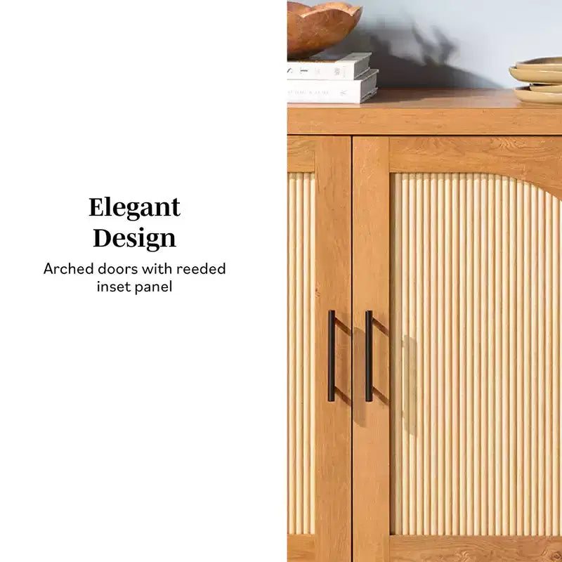 Bahut cannelé moderne de 178 cm avec portes arquées